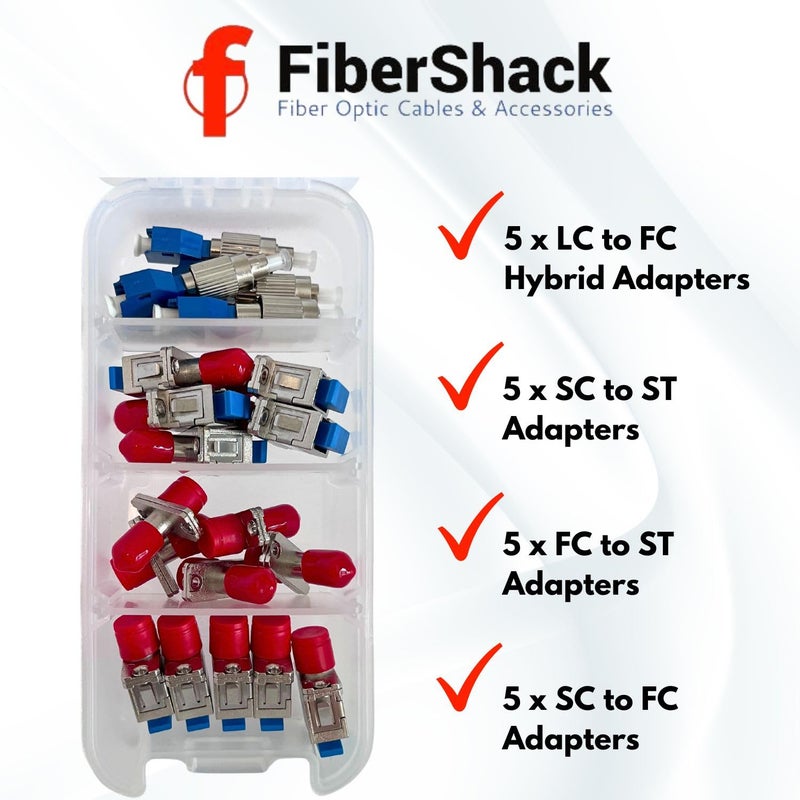 FiberShack - Fiber Optic Adapter Kit - 20 x 4 Fiber Adapter Kit - Transition Your Optical Cables from SC/FC or LC to FC/ST Optical Cables - Image 2